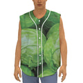 Green Cabbage Print Sleeveless Baseball Jersey