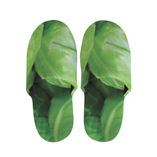 Green Cabbage Print Slippers