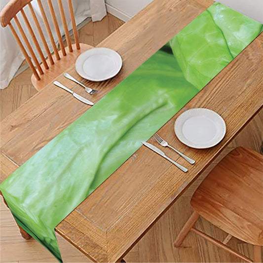Green Cabbage Print Table Runner