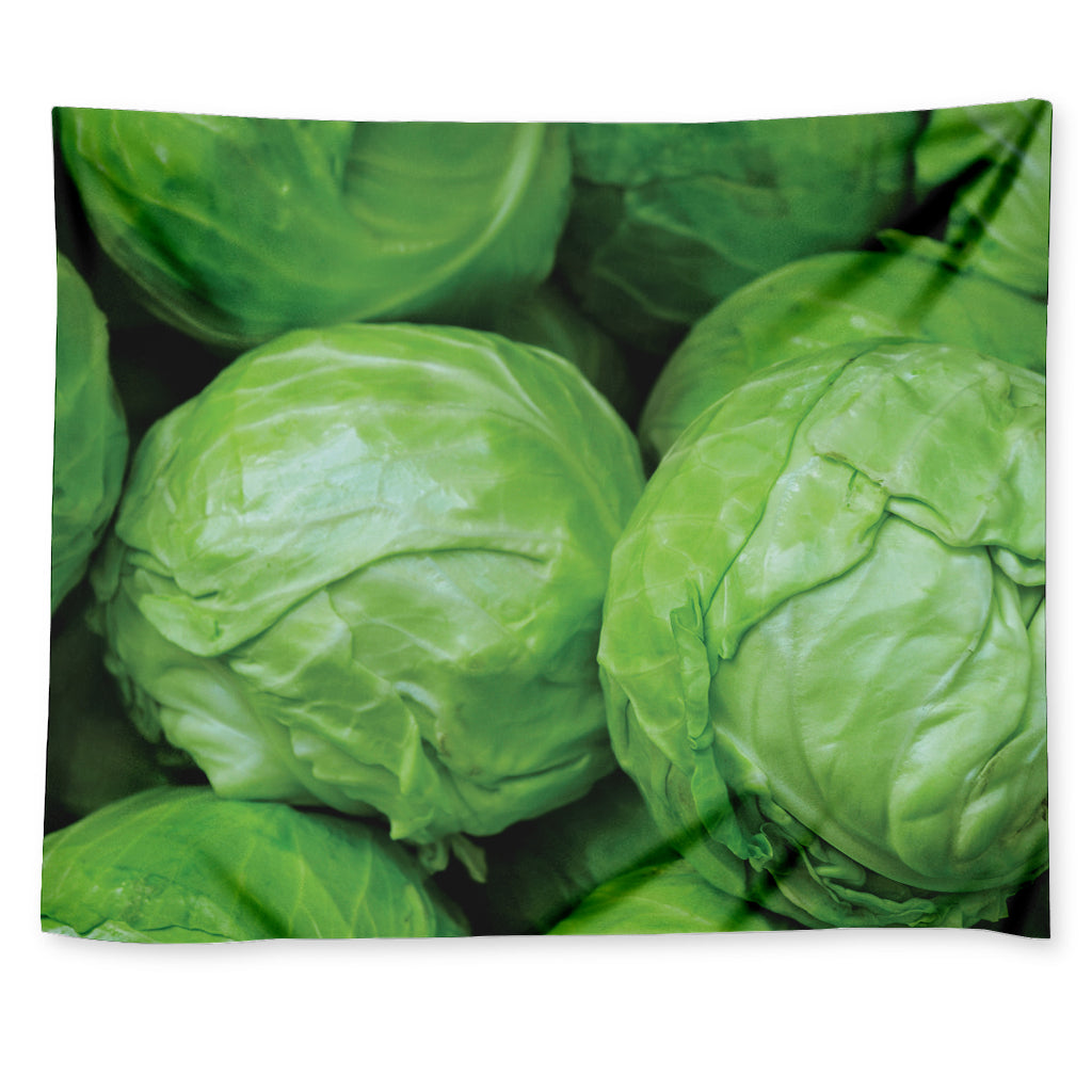 Green Cabbage Print Tapestry