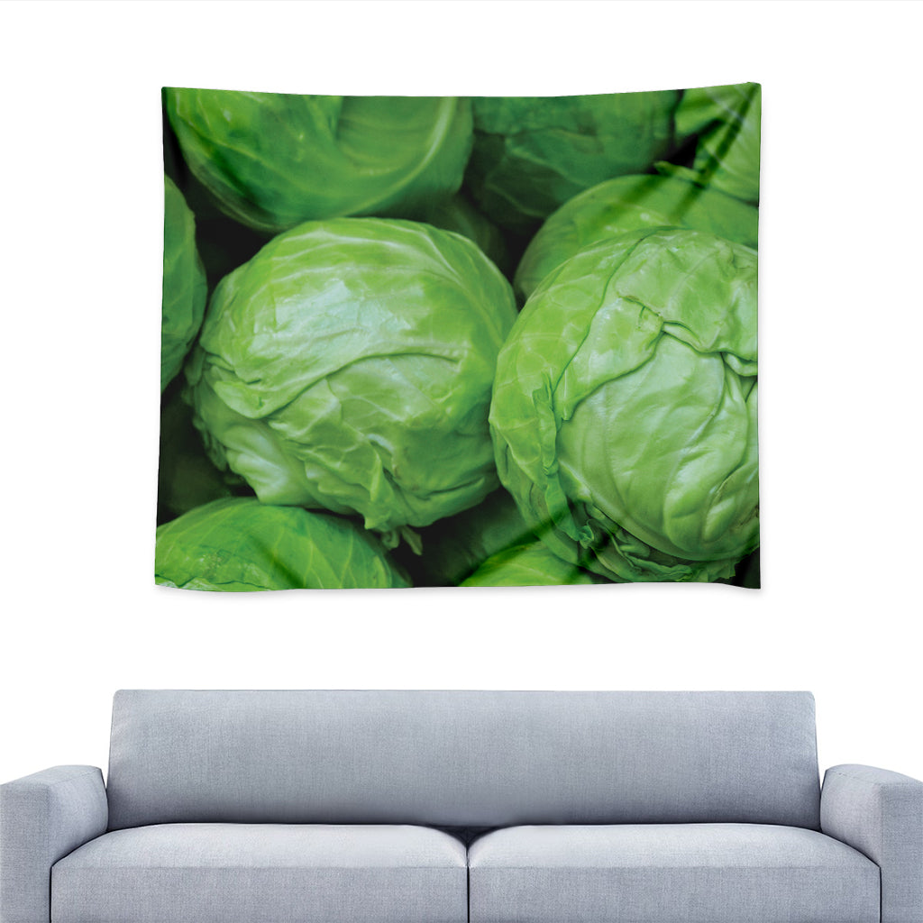 Green Cabbage Print Tapestry