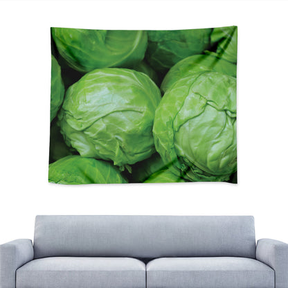 Green Cabbage Print Tapestry