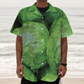 Green Cabbage Print Textured Short Sleeve Shirt