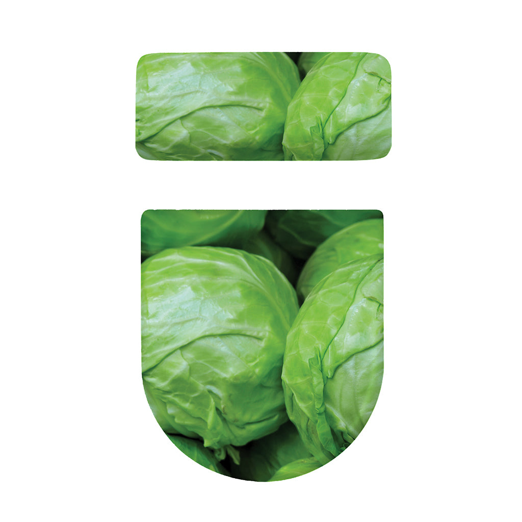 Green Cabbage Print Toilet Lid And Tank Cover Set