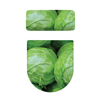 Green Cabbage Print Toilet Lid And Tank Cover Set