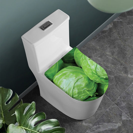 Green Cabbage Print Toilet Lid Cover