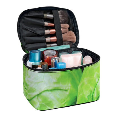 Green Cabbage Print Travel Makeup Bag