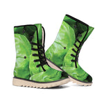Green Cabbage Print Winter Boots