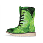 Green Cabbage Print Winter Boots