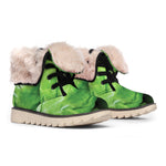 Green Cabbage Print Winter Boots