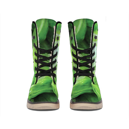 Green Cabbage Print Winter Boots