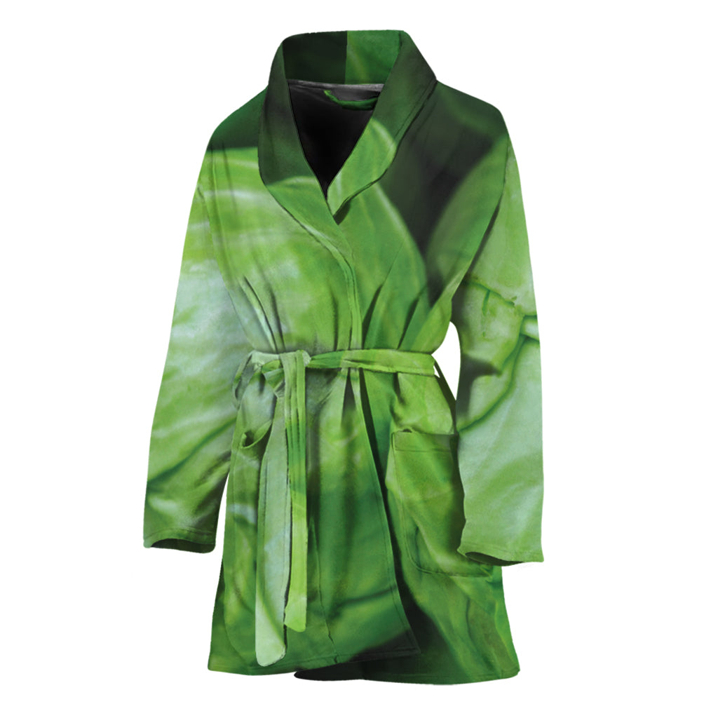 Green Cabbage Print Women's Bathrobe