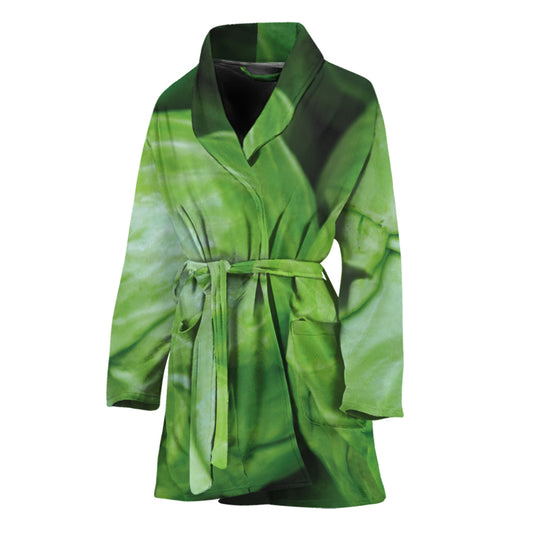Green Cabbage Print Women's Bathrobe
