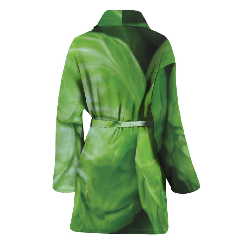 Green Cabbage Print Women's Bathrobe