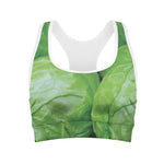 Green Cabbage Print Women's Sports Bra