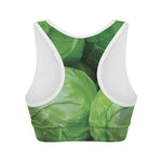 Green Cabbage Print Women's Sports Bra