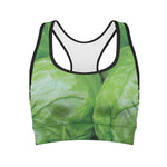 Green Cabbage Print Women's Sports Bra