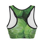 Green Cabbage Print Women's Sports Bra