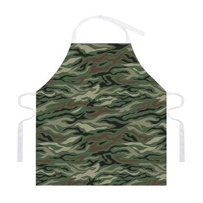 Green Camo Zebra Pattern Print Adjustable Apron