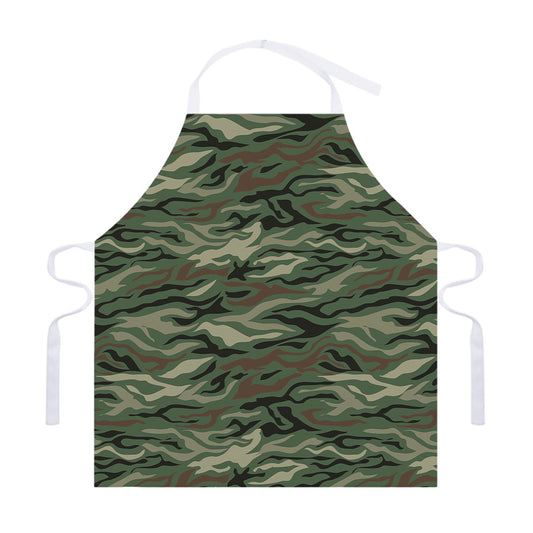 Green Camo Zebra Pattern Print Adjustable Apron