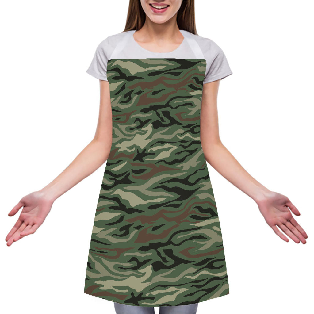 Green Camo Zebra Pattern Print Adjustable Apron