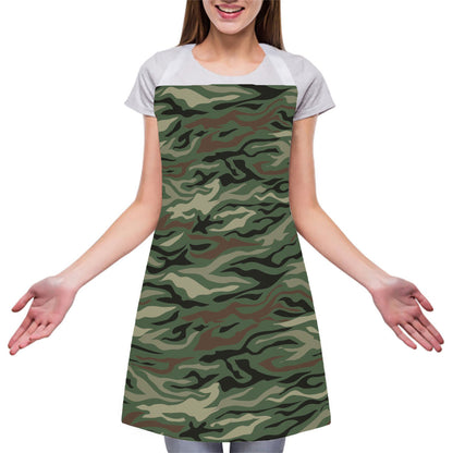 Green Camo Zebra Pattern Print Adjustable Apron