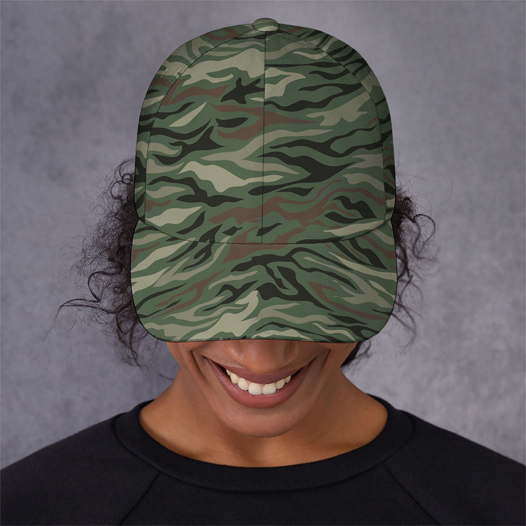 Green Camo Zebra Pattern Print Baseball Cap