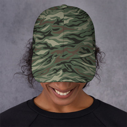 Green Camo Zebra Pattern Print Baseball Cap