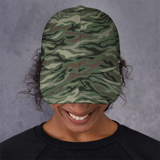 Green Camo Zebra Pattern Print Baseball Cap