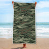 Green Camo Zebra Pattern Print Beach Towel