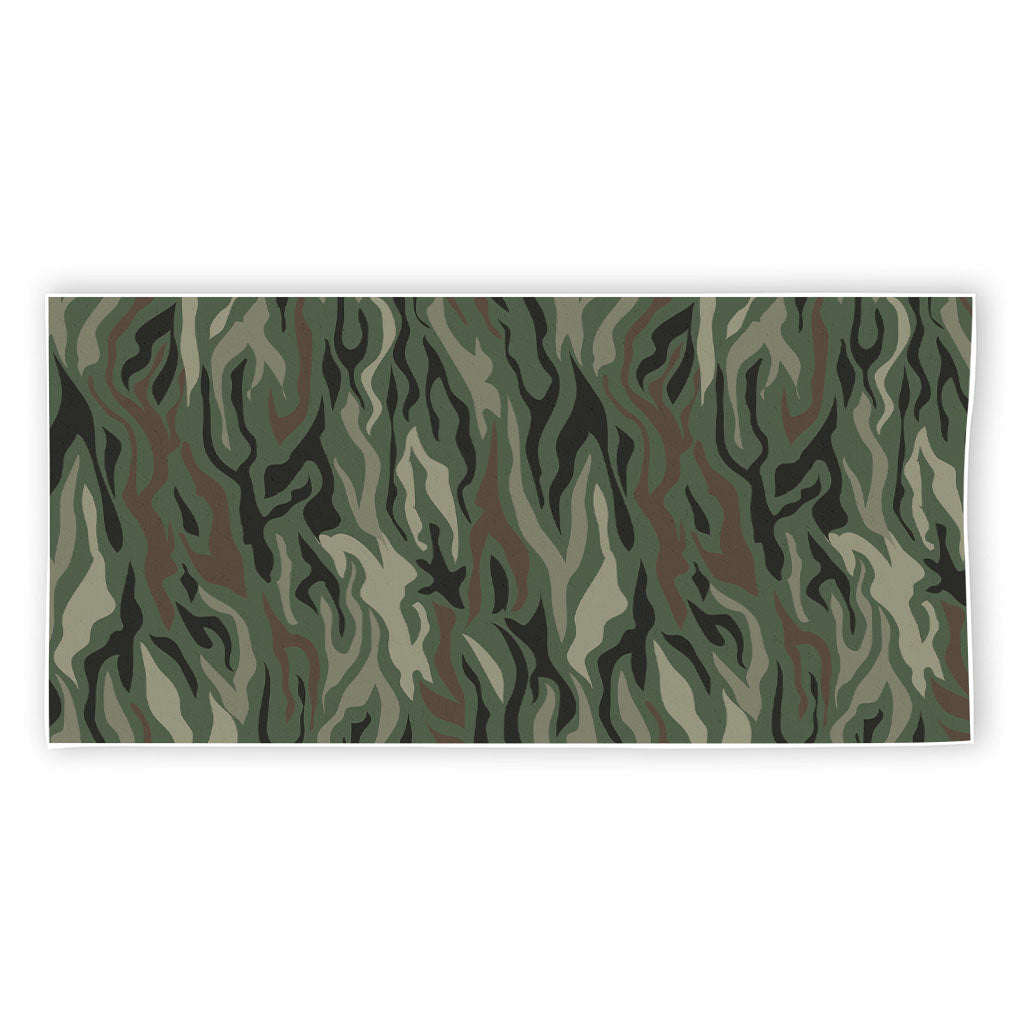 Green Camo Zebra Pattern Print Beach Towel