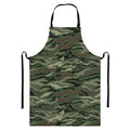 Green Camo Zebra Pattern Print Bib Apron With Pocket