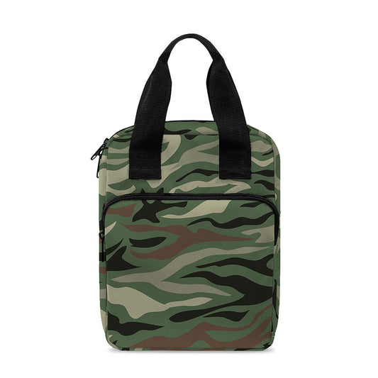 Green Camo Zebra Pattern Print Bible Tote Bag