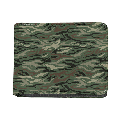 Green Camo Zebra Pattern Print Bifold Wallet