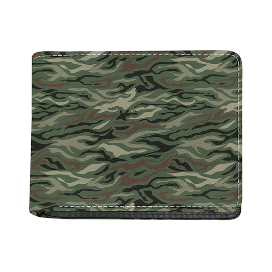 Green Camo Zebra Pattern Print Bifold Wallet