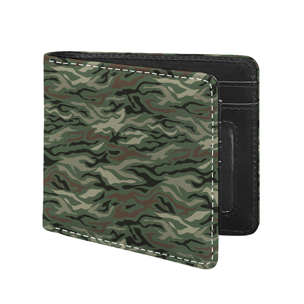 Green Camo Zebra Pattern Print Bifold Wallet