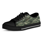 Green Camo Zebra Pattern Print Black Low Top Sneakers