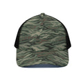 Green Camo Zebra Pattern Print Black Mesh Trucker Hat