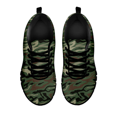Green Camo Zebra Pattern Print Black Running Shoes