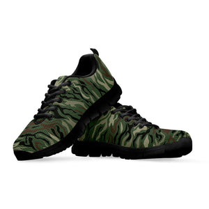 Green Camo Zebra Pattern Print Black Running Shoes