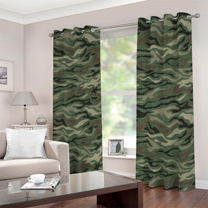 Green Camo Zebra Pattern Print Blackout Grommet Curtains