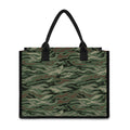 Green Camo Zebra Pattern Print Canvas Tote Bag