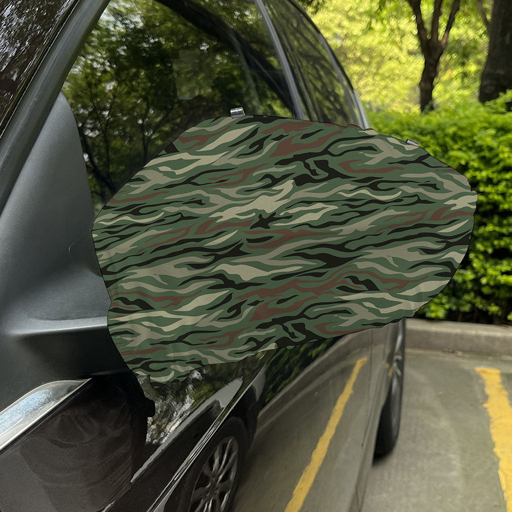 Green Camo Zebra Pattern Print Car Side Mirror Covers