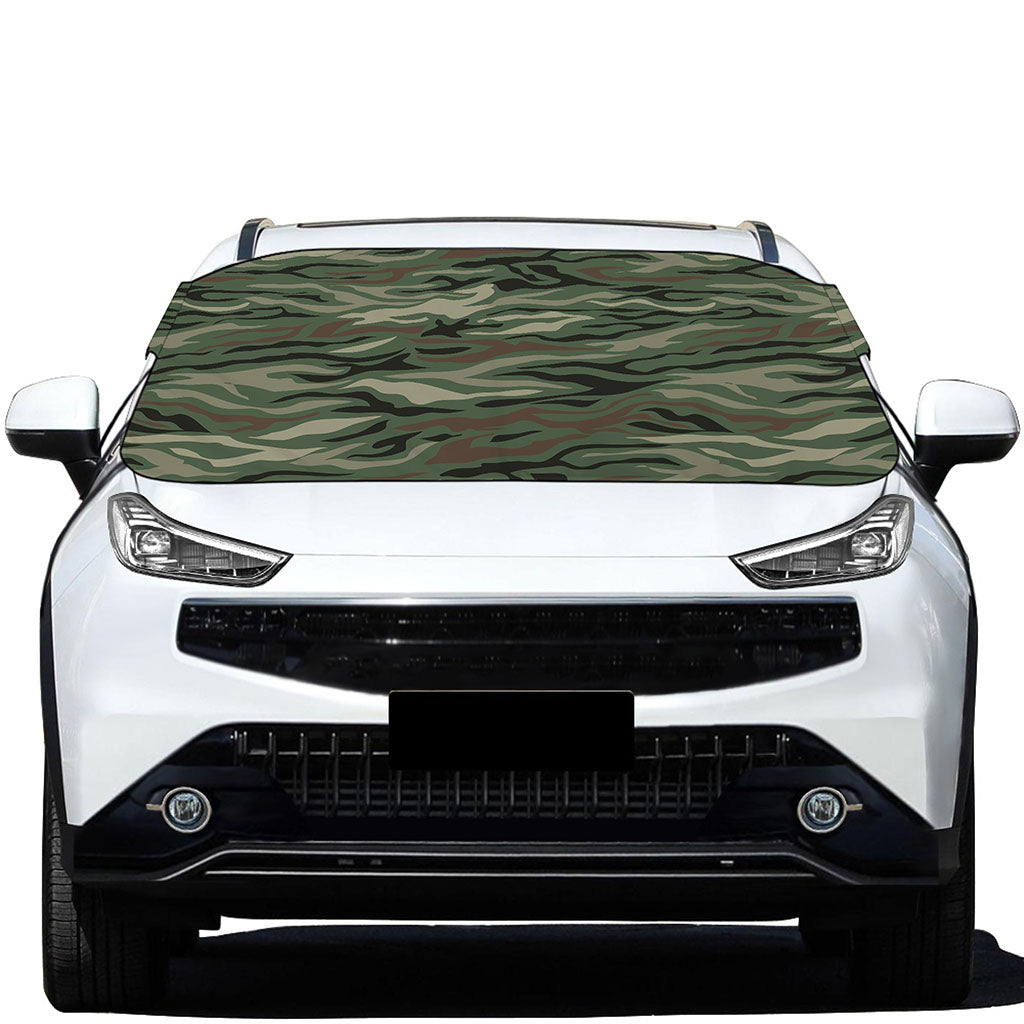 Green Camo Zebra Pattern Print Car Windshield Snow Cover