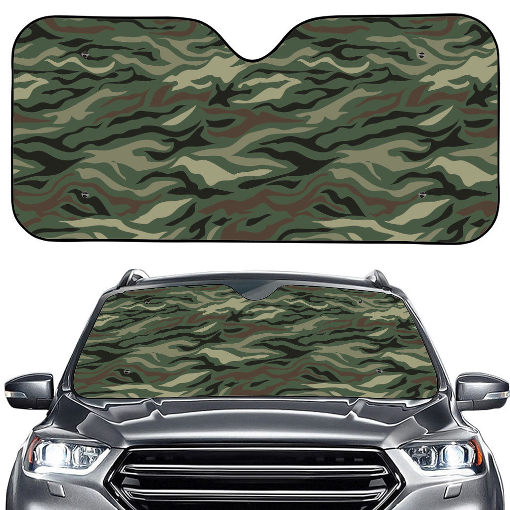 Green Camo Zebra Pattern Print Car Windshield Sun Shade