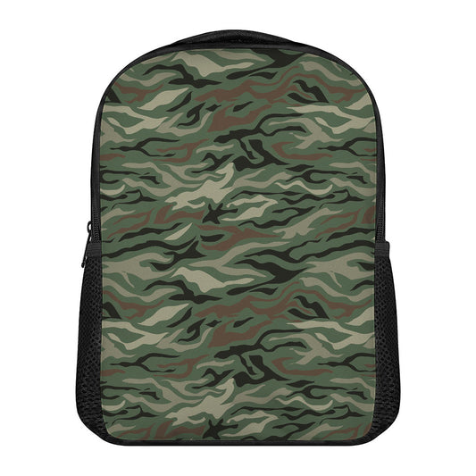 Green Camo Zebra Pattern Print Casual Backpack