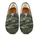 Green Camo Zebra Pattern Print Casual Shoes