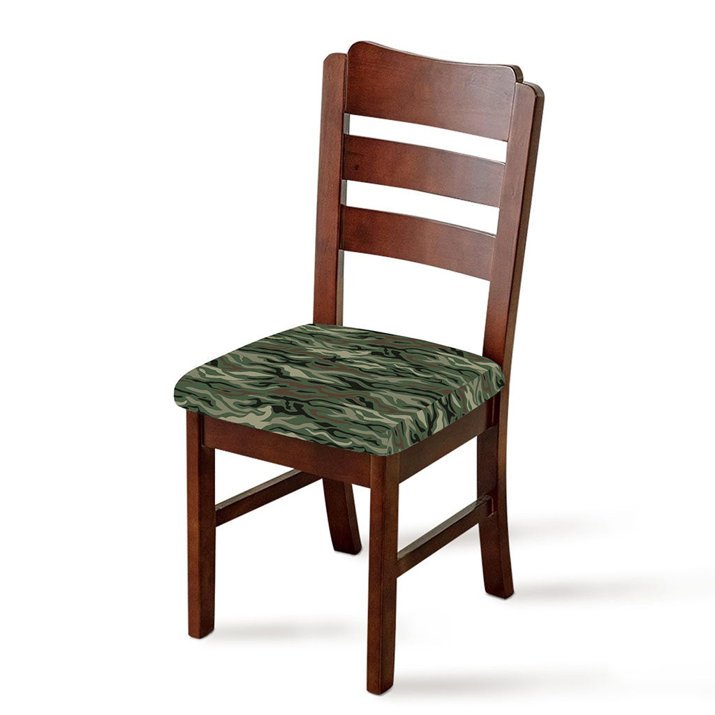 Green Camo Zebra Pattern Print Chair Cushion Cover