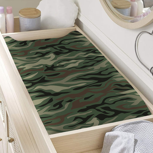 Green Camo Zebra Pattern Print Changing Pad Cover