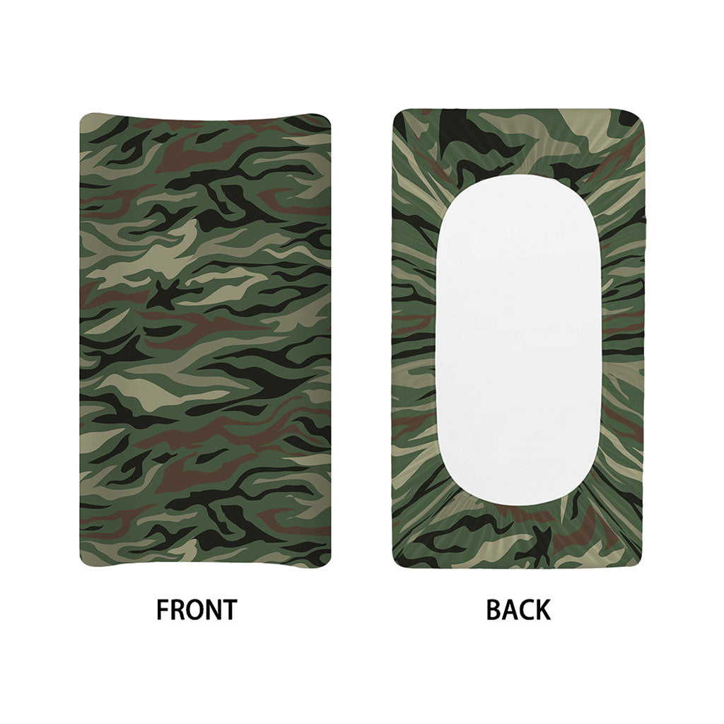 Green Camo Zebra Pattern Print Changing Pad Cover
